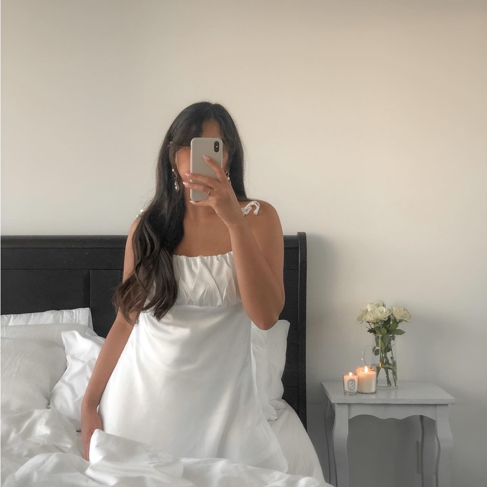 Ivory Satin Mini Dress